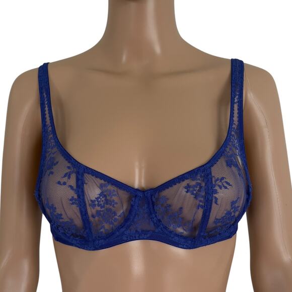 Journelle Women Romy Demi Sheer Lace Underwire Bra Violet Size 32A Made In Italy - Picture 1 of 7